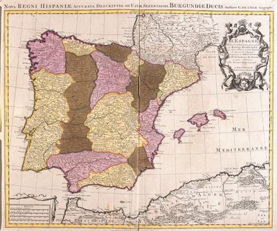 Carte de la péninsule Ibérique, Royaume du Portugal et d