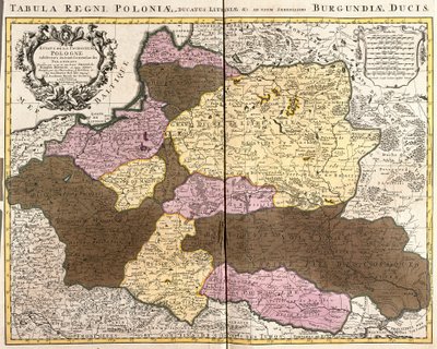 Carte du Royaume de Pologne avec le Duché de Lituanie (gravure) - Guillaume Delisle