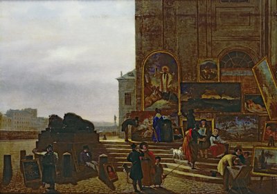 Vente de peintures devant l