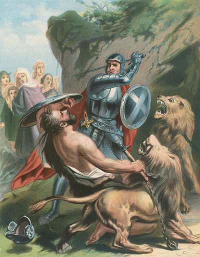 La bataille de Great-Heart avec le géant Grim et les lions - Gustav Bartsch