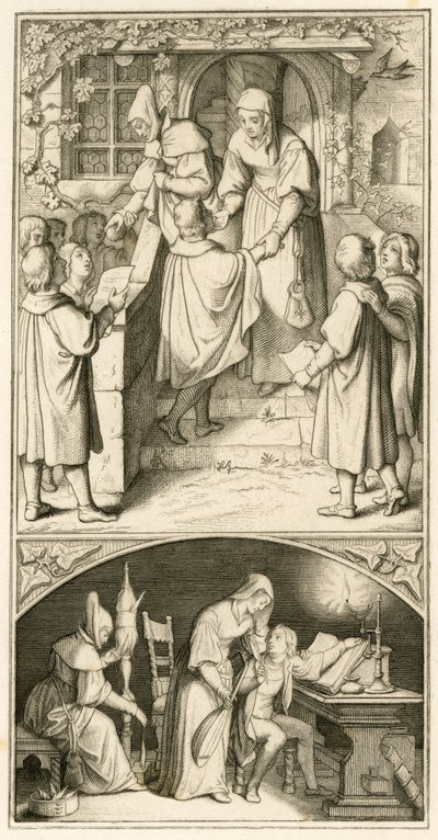 Martin Luther en écolier, il chante devant la porte d