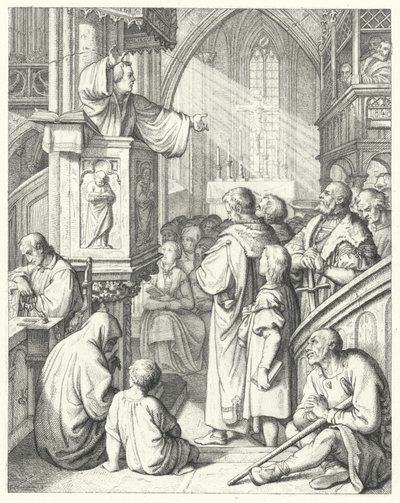 Martin Luther prêchant un sermon (gravure) - Gustav Ferdinand Leopold Konig