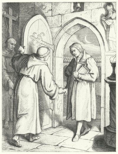 Martin Luther entrant au monastère Saint-Augustin à Erfurt le 17 juillet 1505 - Gustav Ferdinand Leopold Konig