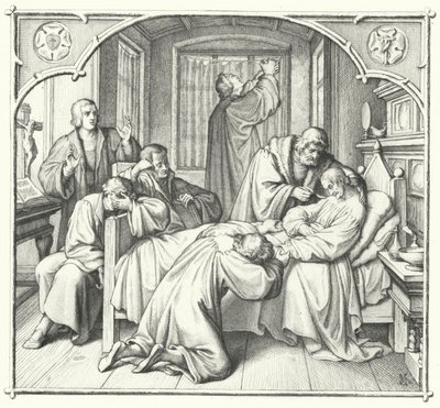 Martin Luther prie au chevet de Philippe Melanchthon - Gustav Ferdinand Leopold Konig
