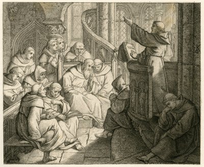 Martin Luther prêchant dans le monastère, devant Staupitz, son ami paternel - Gustav Ferdinand Leopold Konig
