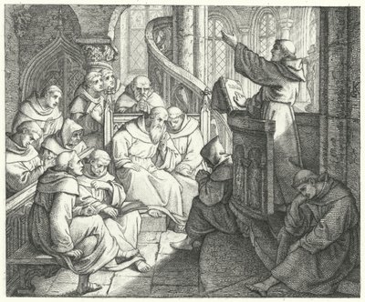 Martin Luther prêche à Johann von Staupitz et aux autres moines du monastère - Gustav Ferdinand Leopold Konig