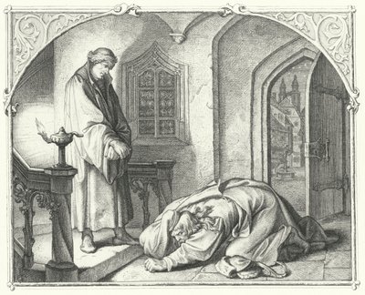 Martin Luther avec le marchand Hans Kohlhase (gravure) - Gustav Ferdinand Leopold Konig