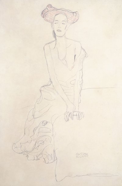 Jeune femme se soutenant avec ses mains, 1908 - Gustav Klimt