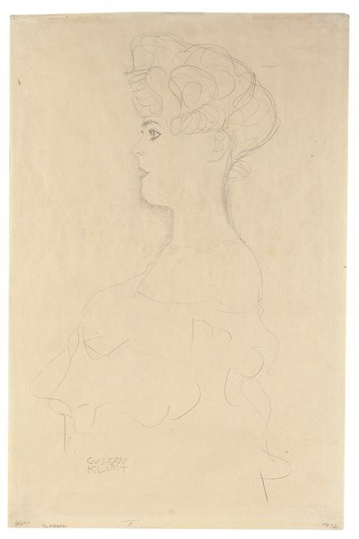 Portrait en profil de buste de gauche, c.1904-05 - Gustav Klimt