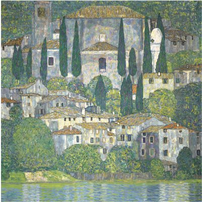 Église à Cassone Paysage avec cyprès, 1913 - Gustav Klimt