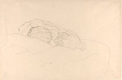 Fille recroquevillée sur un lit - Gustav Klimt