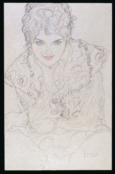 Portrait avec la main droite sur le menton, c.1917-18 - Gustav Klimt