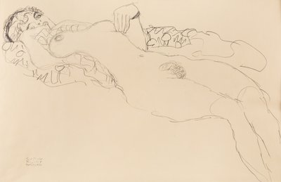 Nu féminin allongé, vers la gauche, 1917 - Gustav Klimt