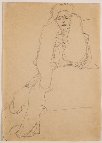 Assis vers la gauche, le haut du corps penché en avant, 1904-1905 - Gustav Klimt