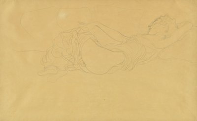 Femme allongée sur le dos, partiellement vêtue - Gustav Klimt