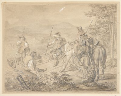 Paysage avec cavaliers près d