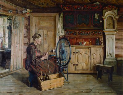 Intérieur de la ferme Sandbu à Vaga - Gustav Wentzel
