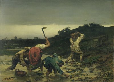 Paysans récoltant des pommes de terre pendant l