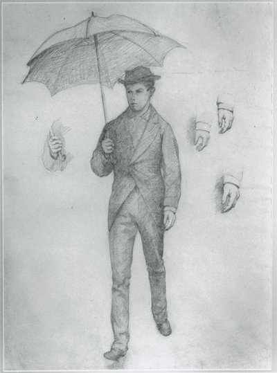 Étude pour Jeune homme avec parapluie - Gustave Caillebotte