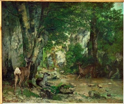 Réserve de cerfs à Plaisir Fontaine (peinture sur toile) - Gustave Courbet