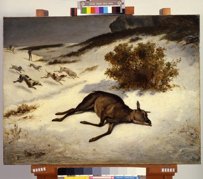 Une biche coincée dans la neige - Gustave Courbet