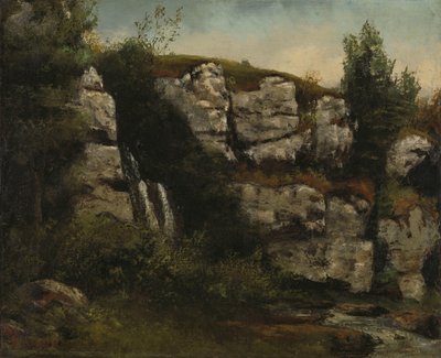 Paysage avec falaises rocheuses et cascade - Gustave Courbet