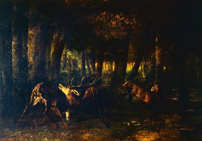 Rut de printemps, bataille de cerfs - Gustave Courbet