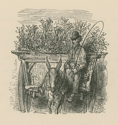 Un homme conduisant une charrette chargée de plantes et de fleurs - Gustave Dore
