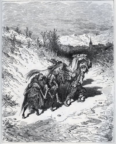 Un laboureur ramène Don Quichotte et Rossinante au village - de "Don Quichotte de la Manche" de Miguel Cervantes - Gustave Dore