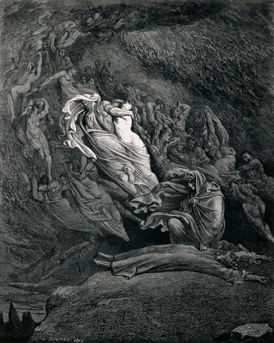Dante et Virgile avec Paolo et Francesca, Illustration de l