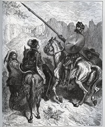 Don Quichotte accepte la mission proposée par Dorothée-Princesse de Micomicon - de "Don Quichotte de la Manche" de Miguel Cervantes - Gustave Dore