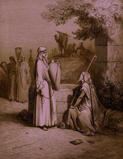 Éliézer et Rébecca (gravure par Doré) - Bible - Gustave Dore