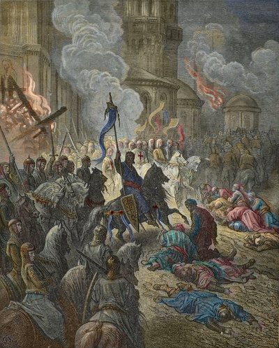 Entrée des Croisés à Constantinople en 1204, illustration de la 