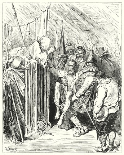 Don Quichotte de Gustave Doré : "Ne soyez pas impatient, ô Chevalier de la Triste Figure, de votre emprisonnement" - Gustave Dore