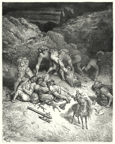 Don Quichotte de Gustave Doré : "Comment Felixmarte a coupé cinq géants par le milieu" - Gustave Dore