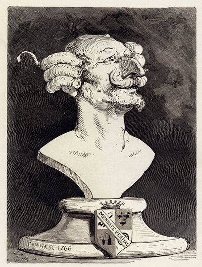 Buste imaginaire représentant le baron de Munchausen (Munchhausen), signe "" Canova 1766"". Illustration de Gustave Dore pour la première version des aventures du colonel allemand "" Les aventures du baron de Munchausen (Munchhausen) "" de Rudolph Er - Gustave Dore