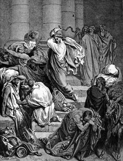 Jésus-Christ chasse les marchands du Temple. Illustration de Gustave Doré. - Gustave Dore