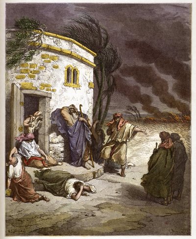 Job apprenant sa ruine - gravure dans "La Bible illustrée" par Gustave Doré (1832-1883) - Gravure de "La Bible de Doré" - Gustave Dore