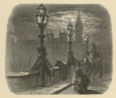 Personnes et carrosses sur le pont de Westminster - Gustave Dore