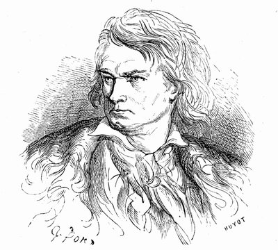 Portrait de Beethoven par Gustave Doré, vers 1855, pour illustrer un texte d