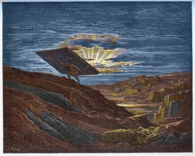 Samson emporte les portes de Gaza - Samson enlevant les portes de Gaza - Gravure dans « La Bible illustrée » par Gustave Doré (1832-1883) - Gravure de « La Bible de Doré » - Gustave Dore