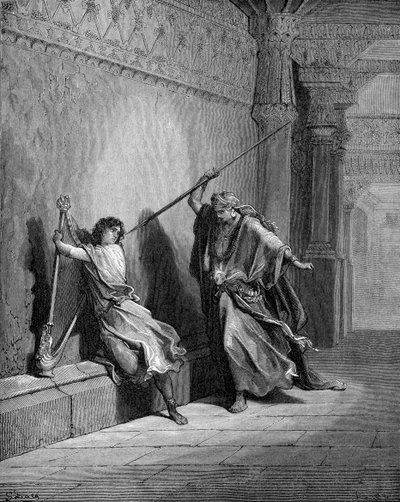 Saul tente de tuer David - Gustave Dore