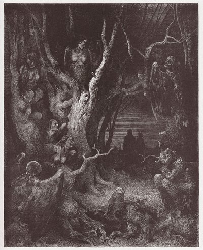 La Divine Comédie, Enfer, Chant 13: Les Harpies dans la forêt des suicidés - Illustration de Gustave Doré - Gustave Dore