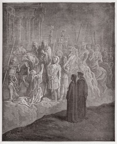 La Divine Comédie, Purgatorio, Chant 10 : Les sculptures en marbre représentant l