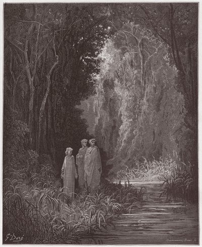 La Divine Comédie, Purgatoire, Chant 28: Dante, Virgile et Stace dans l