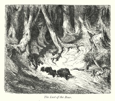 Le dernier sanglier (gravure) - Gustave Dore