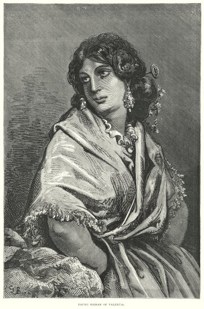 Jeune femme de Valence (gravure) - Gustave Dore