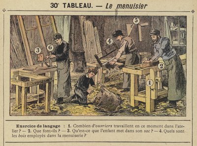 Le menuisier (lithographie en couleur) - Gustave Fraipont