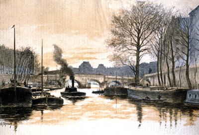 Paris, rivière Seine et le Pont Neuf - Gustave Fraipont