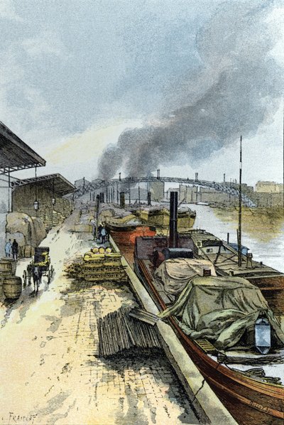 Vue du Canal de la Villette à Paris (dessin de Gustave Fraipont) - Gustave Fraipont